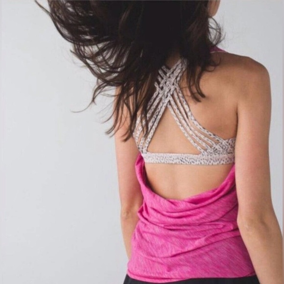 Lululemon 🍋 Free To Be Wild Tank in Bright Pink and Cream Dottie Dash Size 8 - Picture 2 of 9